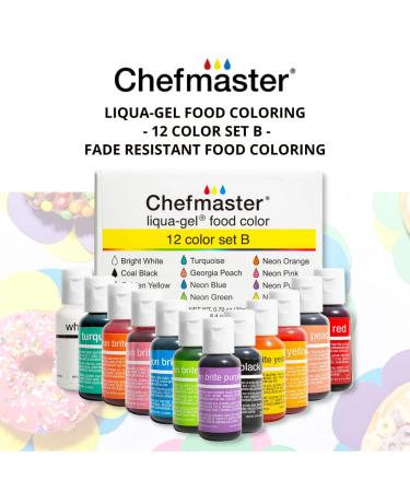 Chefmaster Liqua-Gel Food Coloring 12 Color Set B - Vibrant Fade-Resistant Colors - Easy-to-Blend Formula - 12 Pack - Made in USA - Buy Online on GoSupps.com