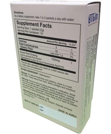 BTGIN Premium RG3 300 Korean Red Ginseng Powder - Enhanced Ginsenosides (50mg Rg3/Sachet) Made in Korea 10 Sachets - Buy Online on GoSupps.com