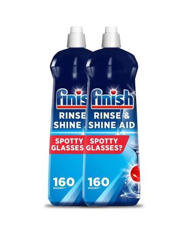 Finish Rinse & Shine Aid Dishwasher Liquid - Gets Rid Of Spotty Glasses & Bad Odours - 160 Washes Per Bottle - 2x800ml