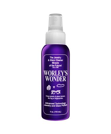 Worley's Wonder Jewelry & Glass Cleaner (4 Ounce Spray Bottle) - Jewelry Cleaner Spray for Gold Silver Diamonds Gemstones Glass Marble Electronics (4.00 Fl Oz (Pack of 1))