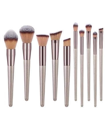 TEONEI Makeup Cosmetic Beauty Brush Set Foundation Face Powder Blush Eyeshadow Brushe Set 10Pcs(Champagne)