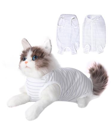 Cobee Professional cats recovery suit for abdominal wounds or skin diseases cat surgery recovery suit soft e collar cone alternative cats one -divider for cats (size m) m size