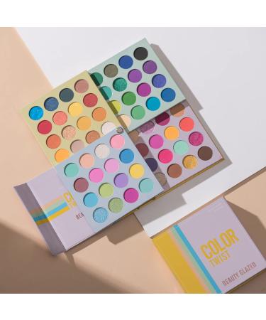 BestLand Eyeshadow Palette, 4 in1 Color Board Makeup Palette Set Highly Pigmented Glitter Metallic Matte Shimmer Natural Ultra Eye Shadow Powder Easy to Blend (Color Twist)