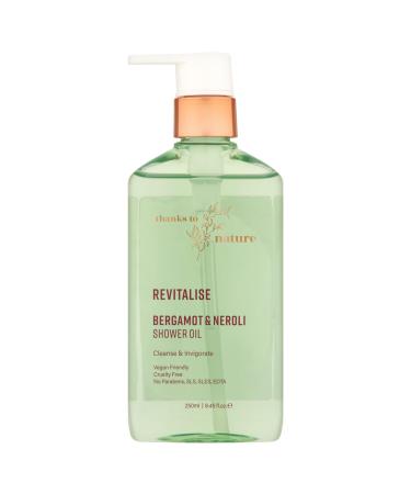 thanks to nature Revitalize Shower Oil Gently Cleanses and Hydrates Leaves Skin Feeling Refreshed Silky Smooth Beautifully Scented with Bergamot and Neroli 8.45 fl oz