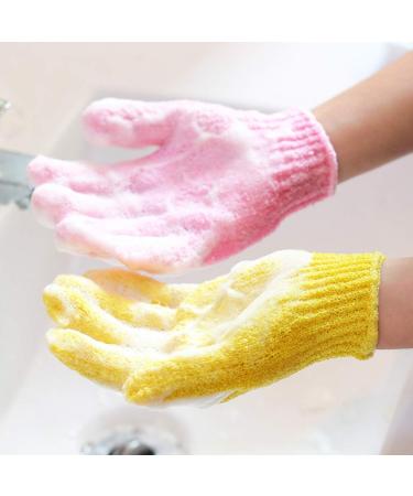 5 Pairs Exfoliating Bath Gloves - Double Sided Full Finger Body Scrubber for Shower, Bath, and Spa - Assorted Colors - Buy Online on GoSupps.com