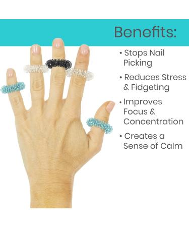 Vive Spiky Sensory Rings (12-PK) - Fidget Anti-Anxiety Acupressure Set for Stress Relief - Spiky Spinner for Finger Stimulation - Ideal for Men, Women, Adults, Girls - Calming Massage Toys - Buy Online on GoSupps.com