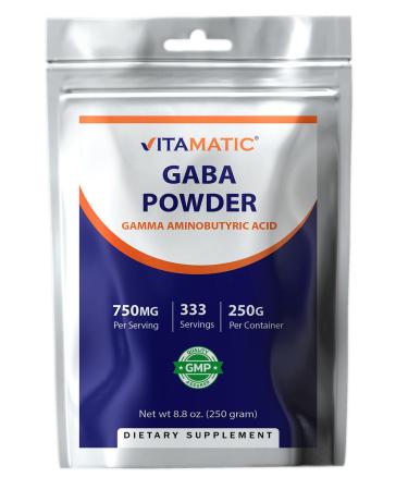 Vitamatic Gamma Aminobutyric Acid Powder 750 mg per Serving - 250 Grams - Also Called GABA - 333 Servings