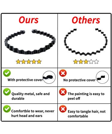 LAPOHI 8-Piece Adjustable Metal Headbands for Men and Women - Non-Slip Wavy Hair Bands for Long Curly Hair - Black Hair Accessories - Buy Online on GoSupps.com