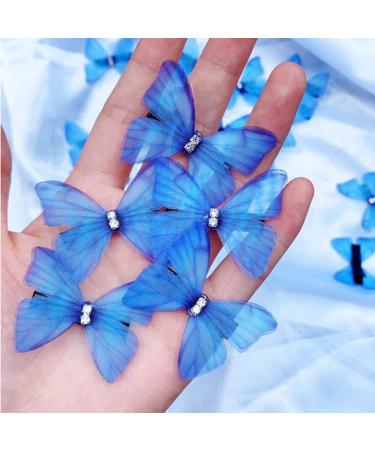 Colorful Chiffon Butterfly Hair Clips - Set of 20 | Non-Slip Organza Wings Ribbon Wrapped Alligator Barrettes for Women and Girls - Buy Online on GoSupps.com