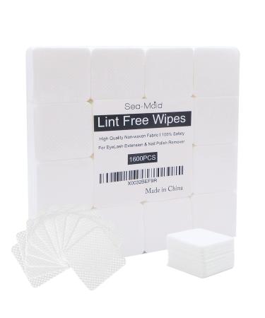 1600PCS Lint Free Nail Wipes Eyelash Extension Glue Wipes Lint Free Cleaning Cotton Cleanser Remover Makeup Cotton Pad Soft Nail Polish Remover Wipes