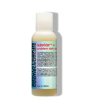 Sircuit Skin SAVIOR+ Problem Skin Cleanser - Clarifying Cleanser with Salicylic Acid Lactic Acid Shea Butter + Essential Oils - Gentle Facial Exfoliator for Clear Skin (4 oz)