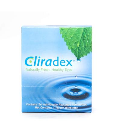 Cliradex Towelettes - Natural Face  Eyelash & Eyelid Cleanser - Wipes for Demodex  Blepharitis  Mgd and Red Irritated Eye Lid - Tea Tree Oil Extract.
