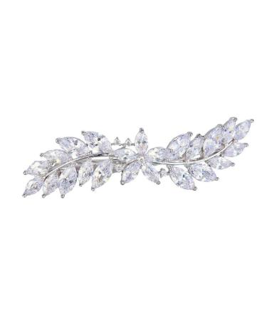 EVER FAITH CZ Marquise Hibiscus Flower Hair Barrette Clip | Silver-Tone - Buy Online on GoSupps.com