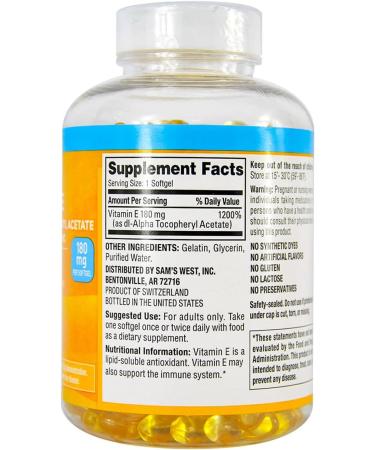 Members Mark Vitamin E 180mg - 500 Count | High Potency Antioxidant Supplement - Buy Online on GoSupps.com