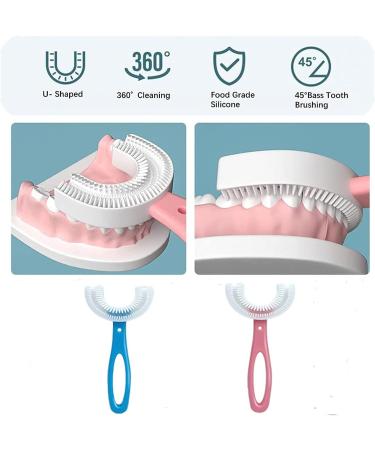 HDDH 2 Pcs U-Shaped Baby Toothbrush for Kids 6-12 Years - Food Grade Silicone, 360 Oral Teeth Cleaning Design - Buy Online on GoSupps.com