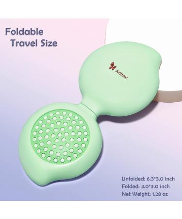 Arthaxi Mini Hair Brush with Mirror - Portable Travel Size Folding Hairbrush in Green - Buy Online on GoSupps.com