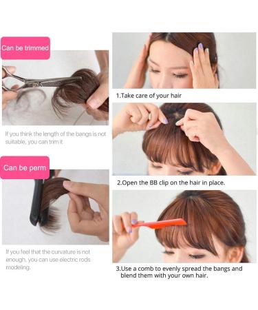 Thin Neat Air Bangs Hair Extensions Clip in on Fringe Front Hairpiece (Light Brown) - Buy Online on GoSupps.com