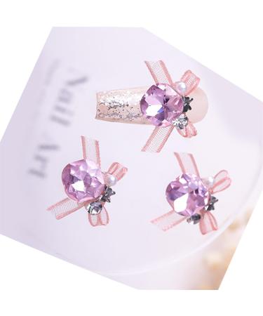 3pcs Stand Out with Organza Bowknot Nail Art Rhinestones Accessories for Fingernail Decor Nail Art Tools