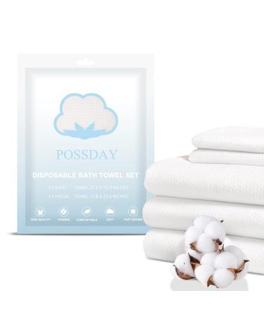 Disposable Bath Towels Individual Packing Portable Travel Towel Pure Cotton Disposable White Soft Bath Towels Disposable Hair Towels for Camping Travel Salon (Towel + Bath Towel) White Towel + Bath Towel