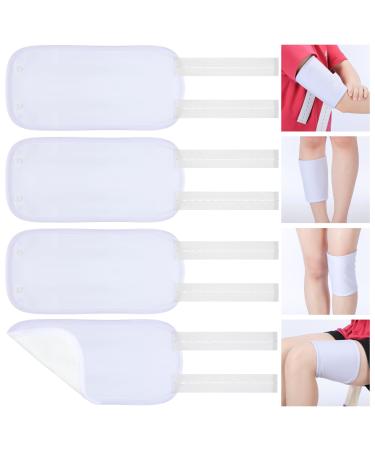 Timgle 4 Pieces Castor Oil Pack Wrap for Knee Organic Castor Oil Reusable Compress Pad Castor Oil Pack Kit with Adjustable Elastic Strap for Neck Calf Knee (White)