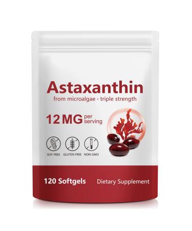 Lenm Astaxanthin 12mg Premium Astaxanthin Antioxidant Supplements 120 Softgels 4 Month Supply Supports Eye Skin Joint & Immune System Health Easy to Swallow