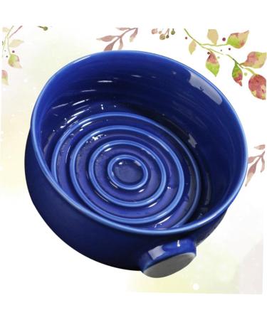 2-Pack Ceramic Shaving Bowls for Men - Travel Razor Containers for Soap & Cream - 11.5x11.5cm Blue - Buy Online on GoSupps.com