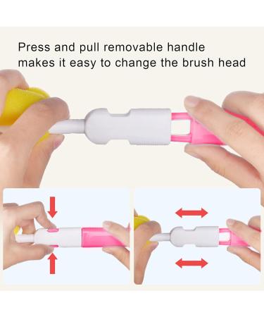 Moum Routes 6-Part Baby Bottle Cleaning Brush Set - Eco-Friendly Non-Slip Handle Interchangeable Sponges Travel Pink Set - Buy Online on GoSupps.com