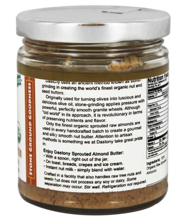Dastony Organic Sprouted Almond Butter - 8 oz (227g) | Nutritious & Delicious - Buy Online on GoSupps.com