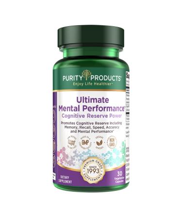 Purity Products Ultimate Mental Performance Supports Memory Recall, Mental Focus + More - Nootropic Powerhouse ft. Patented Botanical Plant-Based Ingredients - Vegan & Non-GMO - 30 Veggie Caps 1