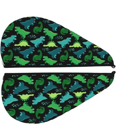 Super Absorbent Dinosaur Microfiber Hair Towel - Quick Drying Hair Turban for Curly Thick Hair | Perfect for Women Girls & Kids - Buy Online on GoSupps.com