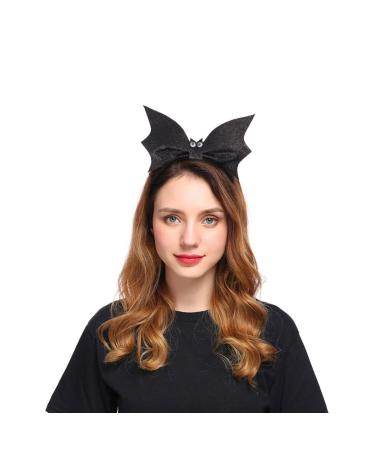 FRCOLOR Bat Headband Hair Hoop Glitter Bat Wing Headband Bat Hair Hoop Black Ears Headband for Halloween Cosplay Girls Adults(Black)