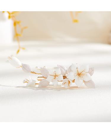 AW BRIDAL Flower Hair Clip for Wedding Hair Comb Barrette Bridal Hair Pieces Wedding Hair Accessories for Women Girls (Gold) Gold-B