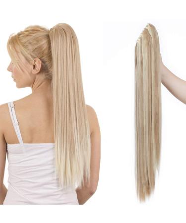Ponytail Hair Extension - Heat Resistant Sandy Blonde Braid with Butterfly Clamp | 66 cm Realistic Look - Buy Online on GoSupps.com