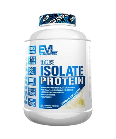 Evlution Nutrition 100% Isolate, Whey Isolate Protein Powder, 25 G of Fast Absorbing Protein, No Sugar Added, Low-Carb, Gluten-Free (Vanilla Ice Cream, 5 LB) Vanilla Ice Cream 5 Pound (Pack of 1)