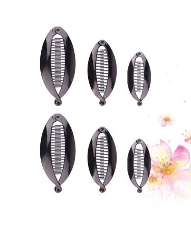 Solustre 6-Piece Banana Hair Cap Clip Set | Slide-Resistant Hair Accessories for Women & Girls - Black - Buy Online on GoSupps.com