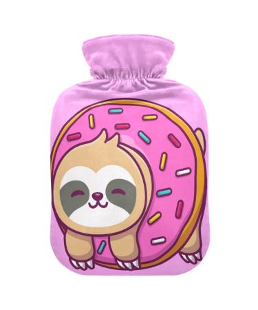 Hot Water Bottles with Cover Sloth Donut Hot Water Bag for Pain Relief Hot Cold Compress Hot Pack 2 Liter