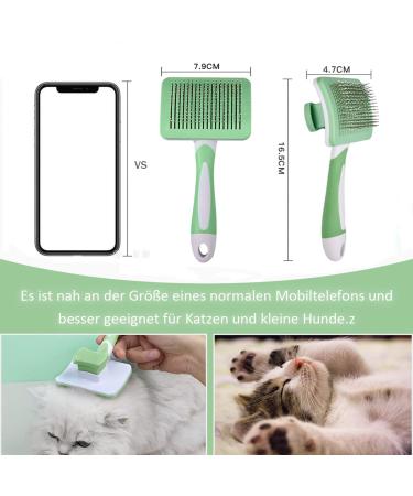 Self-Cleaning Cat Brush & Pet Brush - Gentle Undercoat Removal for All Fur Types (Green) - Buy Online on GoSupps.com