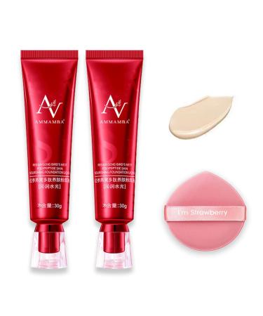Red Ginseng Bird's Nest concealer Liquid Foundation Red Ginseng Liquid Foundation Long-lasting Moisturizing Natural Concealer for All Skin (Ivory White)