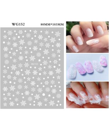 Christmas Nail Stickers 10 Sheets Self-Adhesive Nail Decal Snowflake Winter White Nail Art Decoration Design Supplies - Buy Online on GoSupps.com