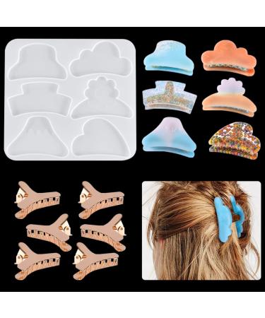 iSuperb Hair Clip Molds Hair Claw Clips Epoxy Molds with 6 pcs Metal Hair Clips Silicone Molds Hairpin Molds for DIY Jewelry Women Thin Hair (Hair Clip Molds)