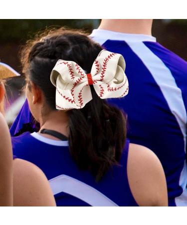 Jumbo Baseball Cheer Bow Clips - Glitter Leather Softball Hairbow Barrettes for Girls | Cheerleading Accessories for Teens & Toddlers - Buy Online on GoSupps.com