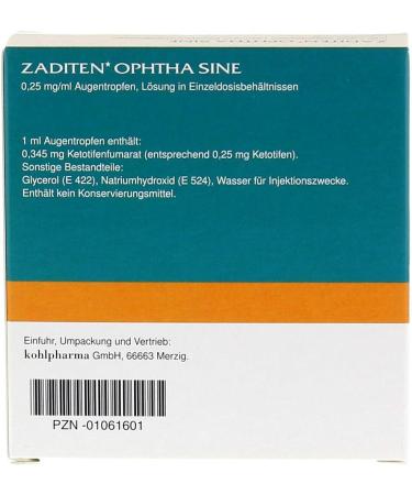 ZADITEN Ophtha Sine Eye Drops - Single Dose Pipettes (20 pcs) | Fast International Shipping - Buy Online on GoSupps.com