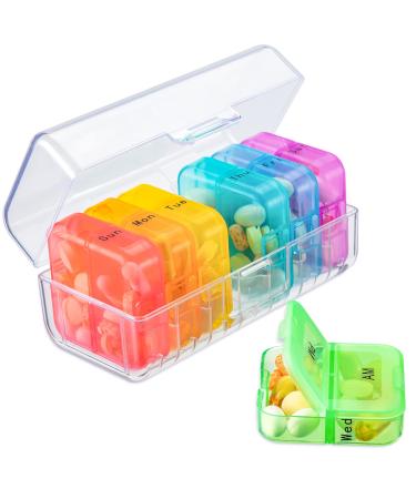 Zoksi Weekly Pill Organizer 2 Times a Day Rainbow 7 Day Am Pm Pill Box Daily Am Pm Pill Organizer 7 Day Portable Vitamin Pill Case Weekly Pill Box for Fish Oils Vitamin Supplement A White Shell - Buy Online on GoSupps.com