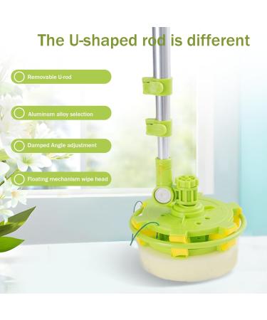 Double Sided Window Cleaner 2-in-1 Rotating Glass Cleaner Tool with Telescopic Pole U Shaped Outdoor Window Cleaner Round Head Cleaning Supplies - Buy Online on GoSupps.com