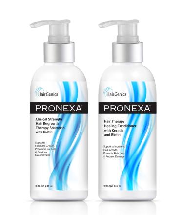 Hairgenics Pronexa Hair Growth & Regrowth Therapy Hair Loss Shampoo and Conditioner COMBO pack. 2 bottles 8 fl oz per bottle. With Biotin Collagen and DHT Blockers for Thinning Hair.