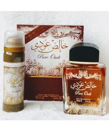 Lattafa Perfumes Pure Oudi (Khalis Oudi) 2 Piece Set for Unisex (3.4 Ounce Eau de Parfum Spray + 1.7 Ounce Perfumed Body Spray) - Buy Online on GoSupps.com