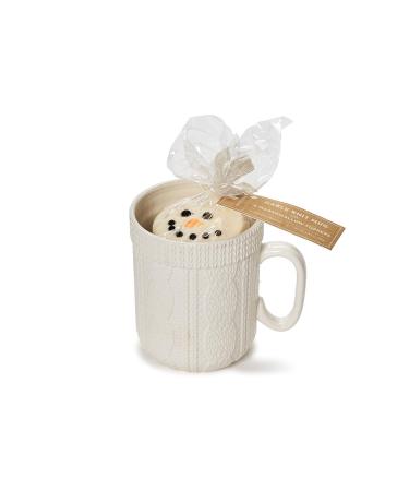 Two's Company Cable Knit Pattern Mug 18 fl oz Ceramic with 6 Snowman Marshmallow Toppers