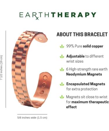 Men's Pure Copper Magnetic Healing Bracelet for Arthritis & Joint Pain Relief - Adjustable Cuff Style by Earth Therapy - Buy Online on GoSupps.com