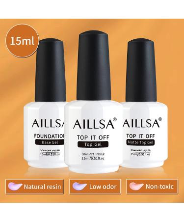 AILLSA 3PCS Base and Top Coat Set - No Wipe Matte & Mirror Gloss | Long-Lasting Gel Nail Polish | UV LED Soak Off | Nail Art DIY - Buy Online on GoSupps.com