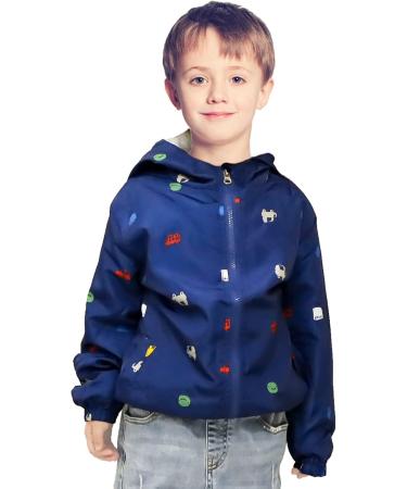 JinBei Toddler Boy Hooded Jacket - Waterproof Windbreaker Coat for Kids 1-7 Years - Navy Blue-Car Design - Buy Online on GoSupps.com
